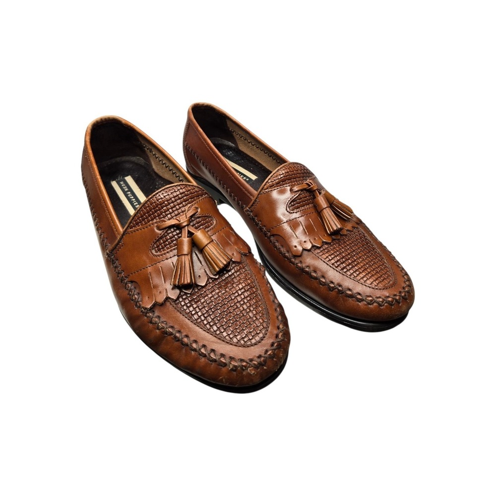 Hush Puppies Kiltie Tassel Loafers Mens 9.5M Brown Leather Woven Moc Shoes - Picture 11 of 16